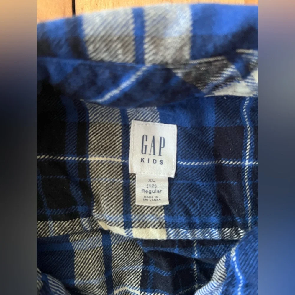 GAP Kids Blue Plaid Button-Up Shirt